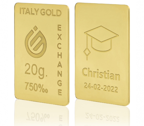 Lingotto Oro regalo per Laurea 18 Kt da 20 gr. IGE GOLD
